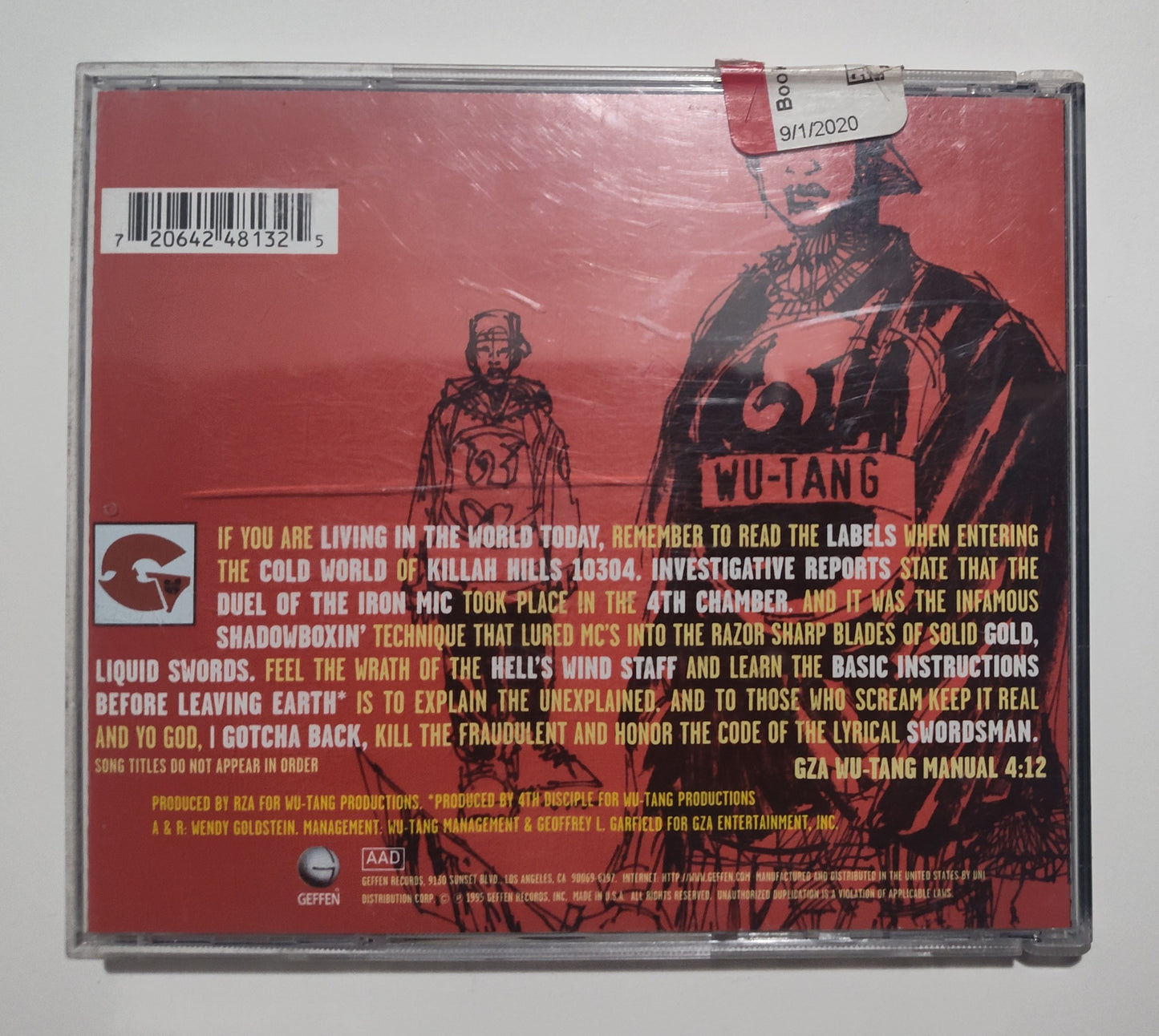 Genius/GZA - "Liquid Swords" - COMPACT DISC G/G+