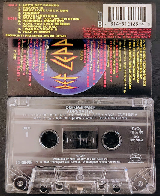 Def Leppard - "Adrenalize" - CASSETTE TAPE VG+/VG+