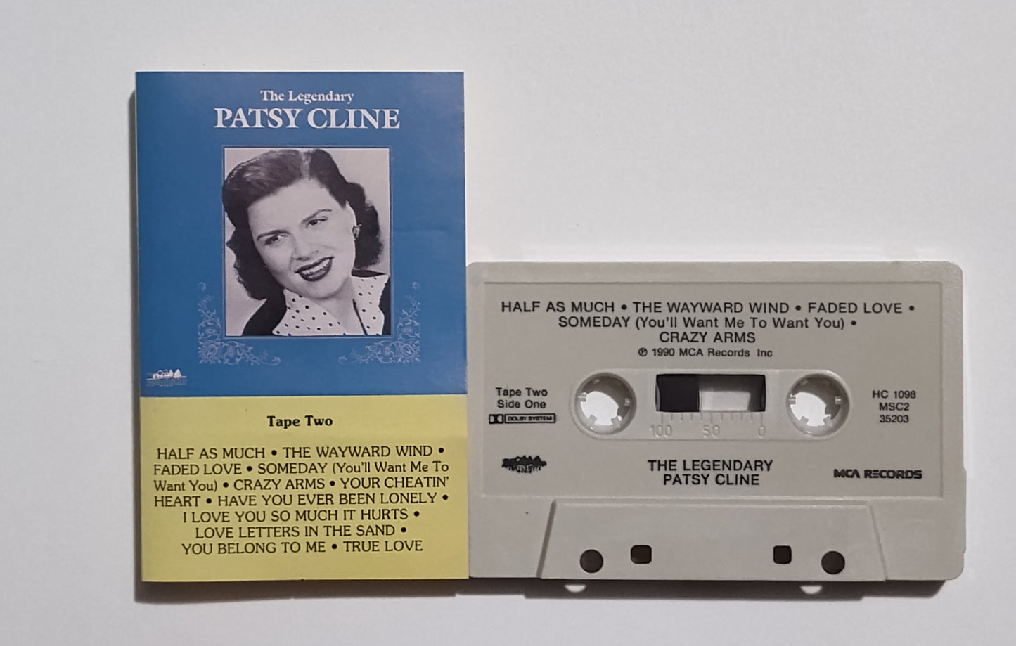 Patsy Cline - "The Legendary Patsy Cline" - CASSETTE TAPE (2x) VG+/VG+