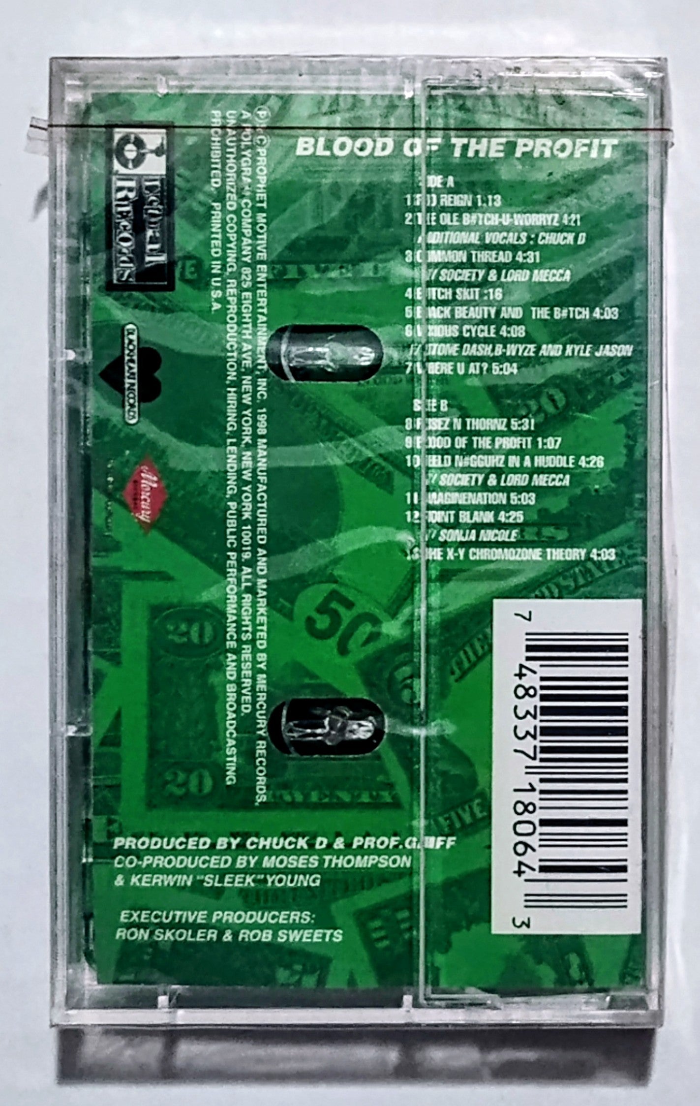 Professor Griff - “Blood Of The Profit” - CASSETTE TAPE NM/M (Sealed; hole in cellophane)