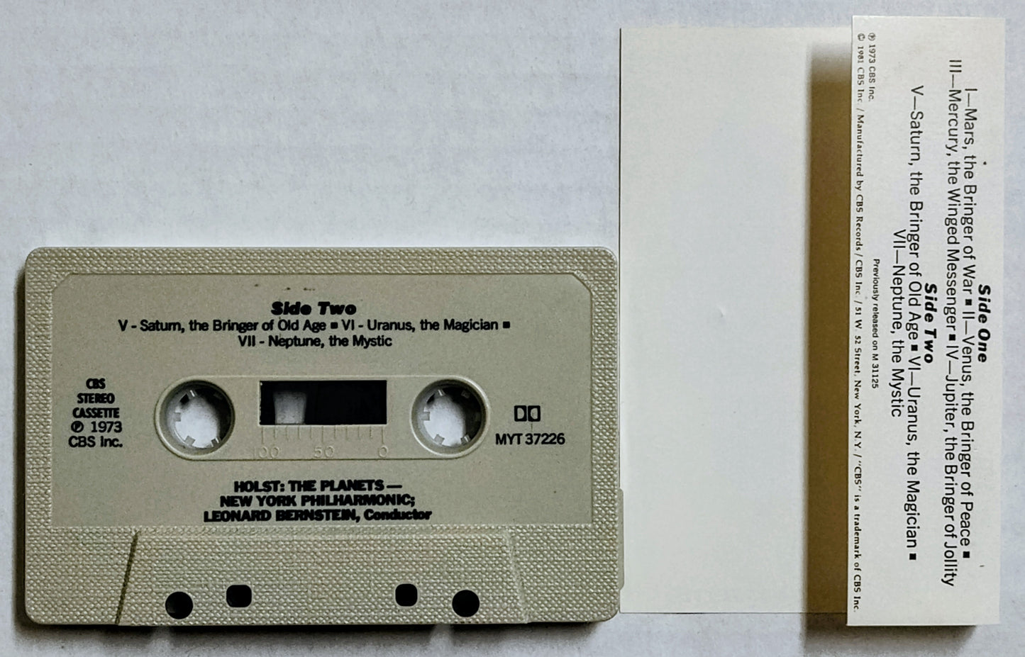 Holst; Bernstein; New York Philharmonic - “The Planets” - CASSETTE TAPE VG/VG (Pencil writing on cover and shell)