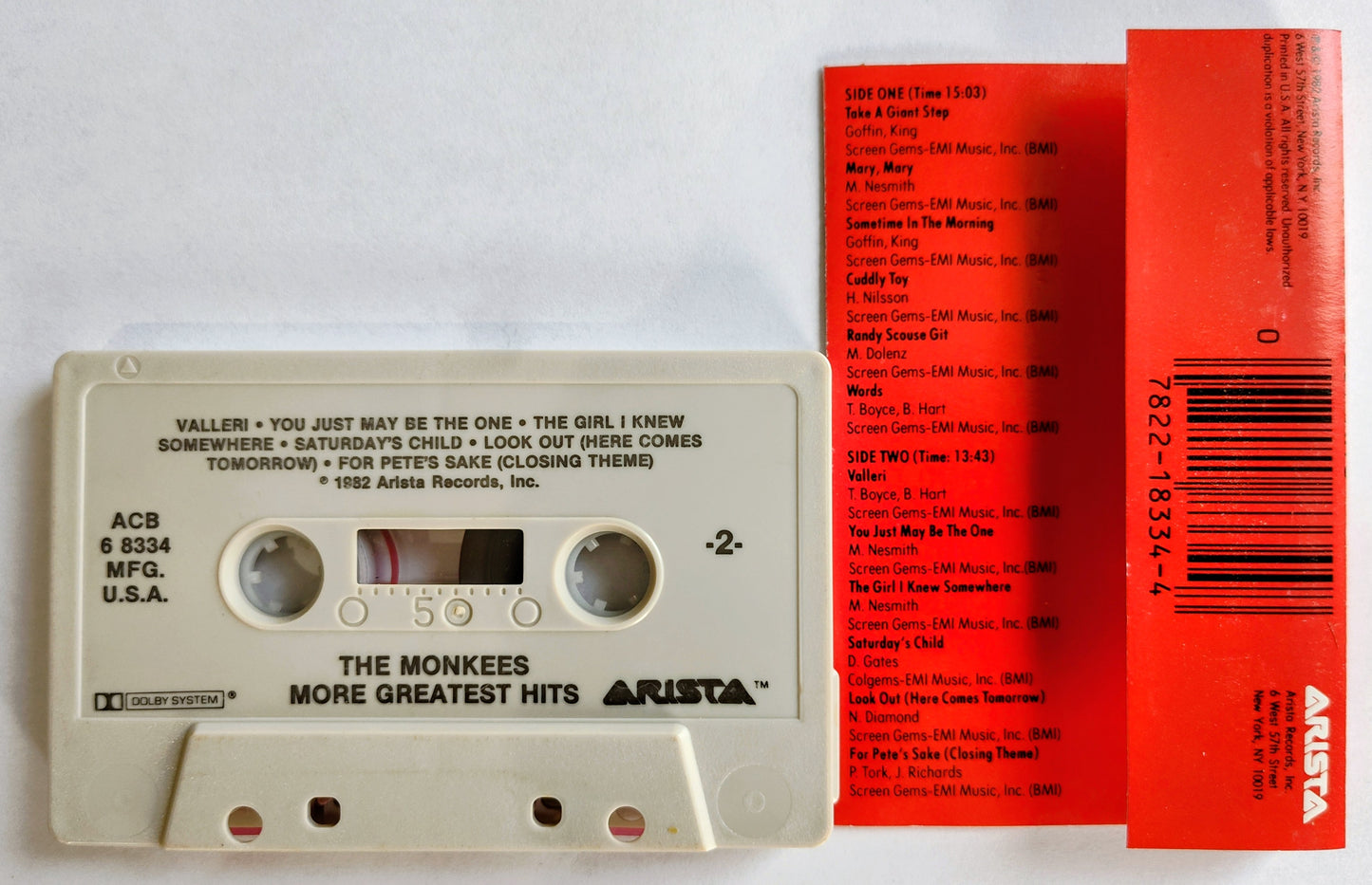 Monkees, The - “More Greatest Hits Of The Monkees” - CASSETTE TAPE VG+/VG+ *⭐*