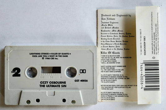 Ozzy Osbourne - “The Ultimate Sin” - CASSETTE TAPE VG/VG (Plays perfect!)