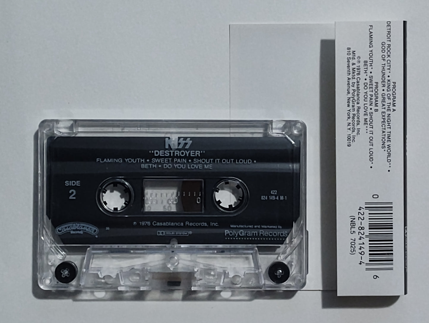 KISS - "Destroyer" - CASSETTE TAPE (DOLBY) VG+/VG+