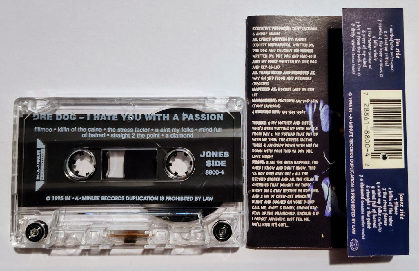 Dre Dog - "I Hate You With A Passion" - CASSETTE TAPE VG/NM (Drill hole thru barcode)