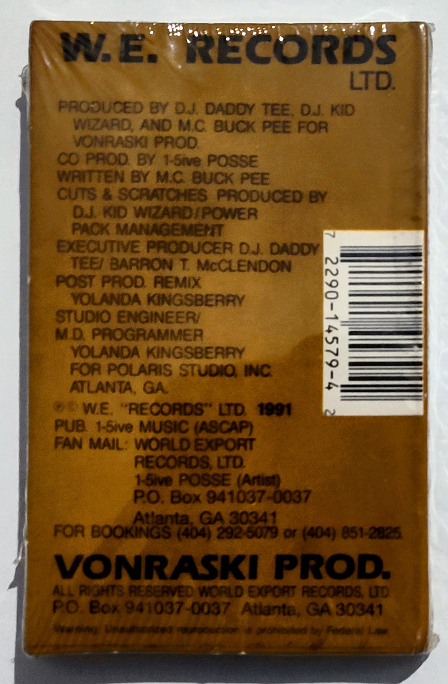1-5ive Posse - “On The 1-5ive Tip” - CASSETTE TAPE (Single) NM/M (Sealed with light wear) [Atlanta, GA]
