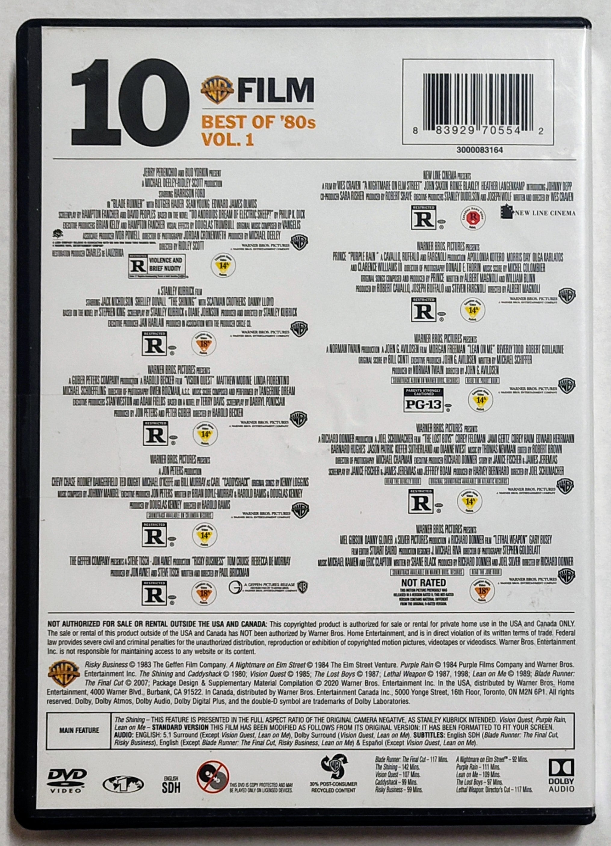 Warner Bros. 10-Film Best Of '80s Vol. 1 Collection DVD – 3rd