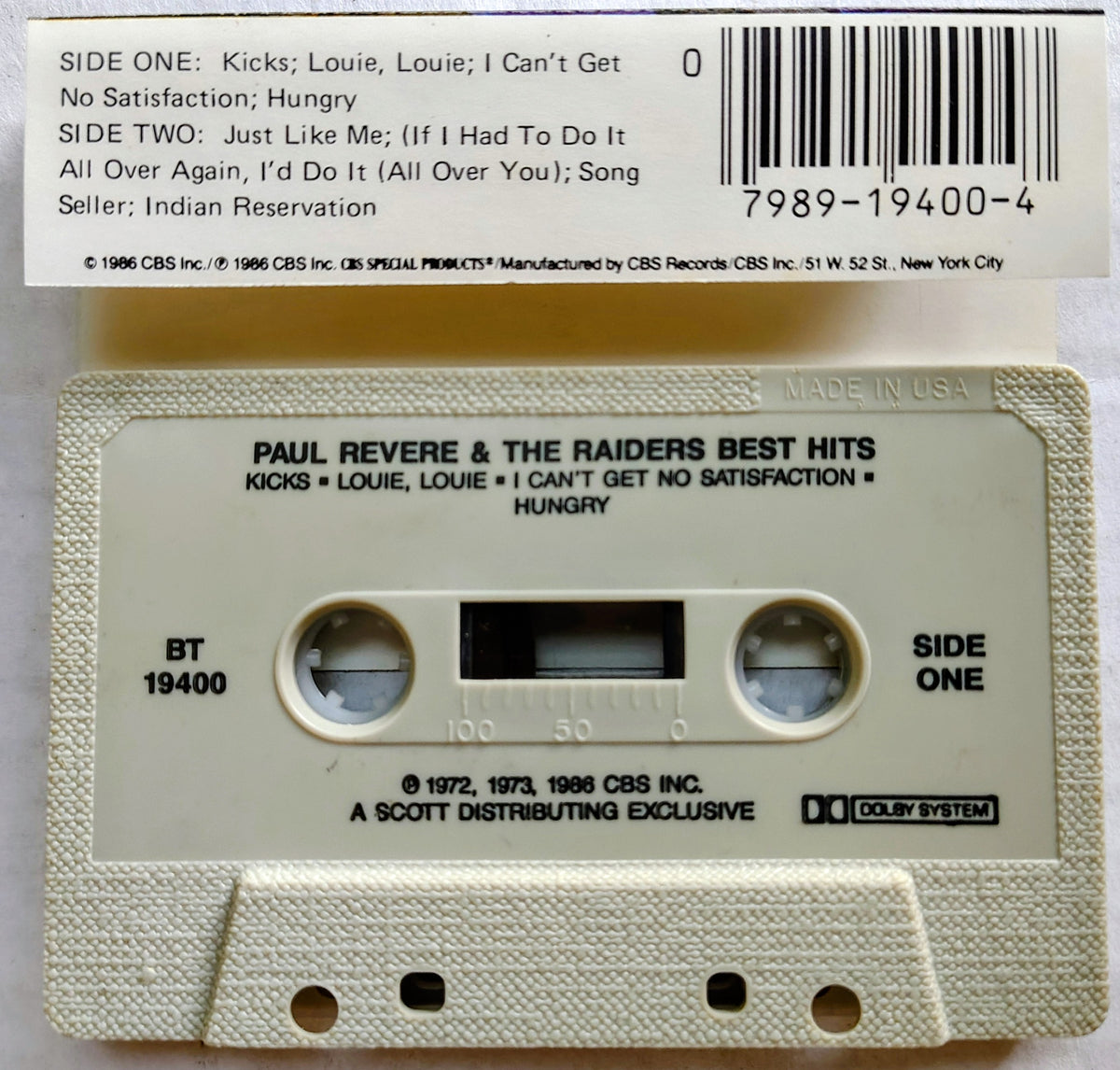 Paul Revere and the Raiders - "Best Hits" - CASSETTE TAPE VG+/VG+