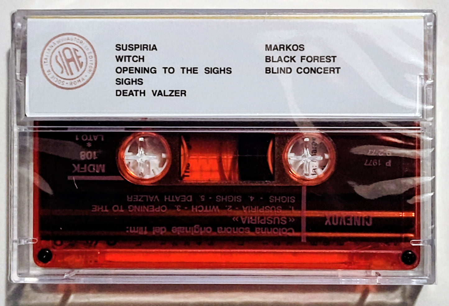 Goblin - "Suspiria Soundtrack" - CASSETTE TAPE (Italy "Fan Club" Tape; translucent red shell) M/M (Sealed)