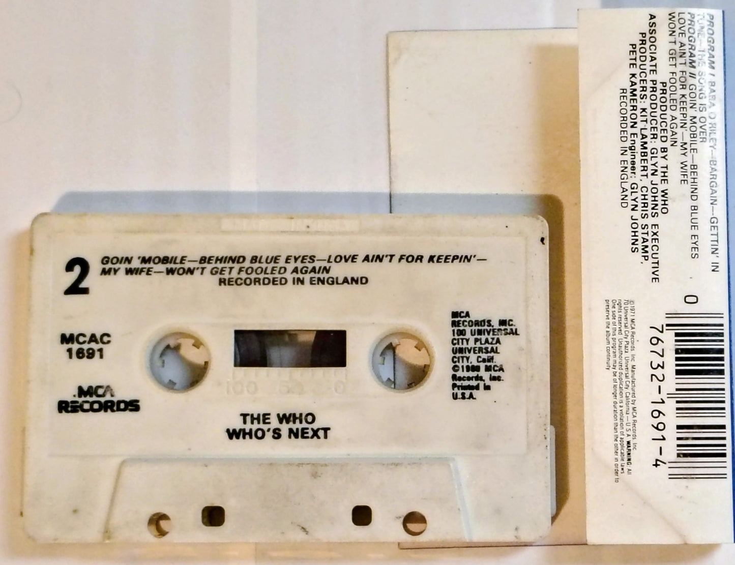 Who, The - “Who’s Next” - CASSETTE TAPE VG/G+