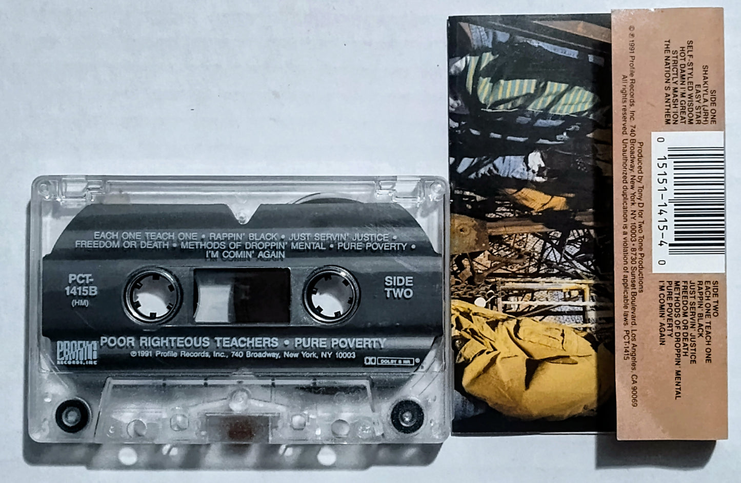 Poor Righteous Teachers - “Pure Poverty” - CASSETTE TAPE VG+/VG+ (Tape is not moldy; has an odd pattern printed on it)