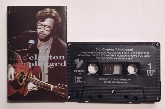 Eric Clapton - "MTV Unplugged" - CASSETTE TAPE (Canada; black shell; DOLBY HX PRO B NR) VG+/VG+