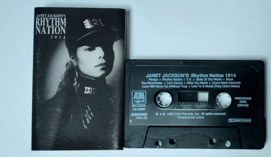 Janet Jackson - "Janet Jackson's Rhythm Nation 1814" - CASSETTE TAPE (Canada; black shell; Chrome; DOLBY) VG+/VG+
