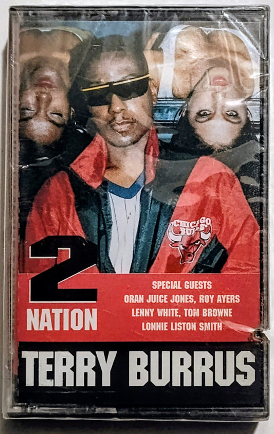 Terry Burrus - "Nation 2 Nation" - CASSETTE TAPE VG+/M (Sealed; large saw cut through cover)