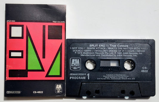 Split Enz - "True Colours" - CASSETTE TAPE (Canada; black shell; DOLBY) G+/VG+