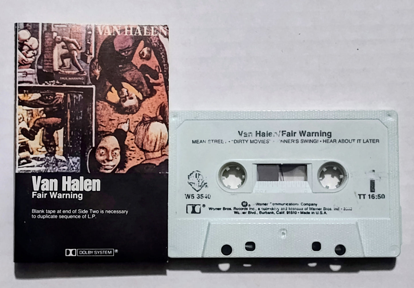 Van Halen - “Fair Warning” - CASSETTE TAPE VG+/G+
