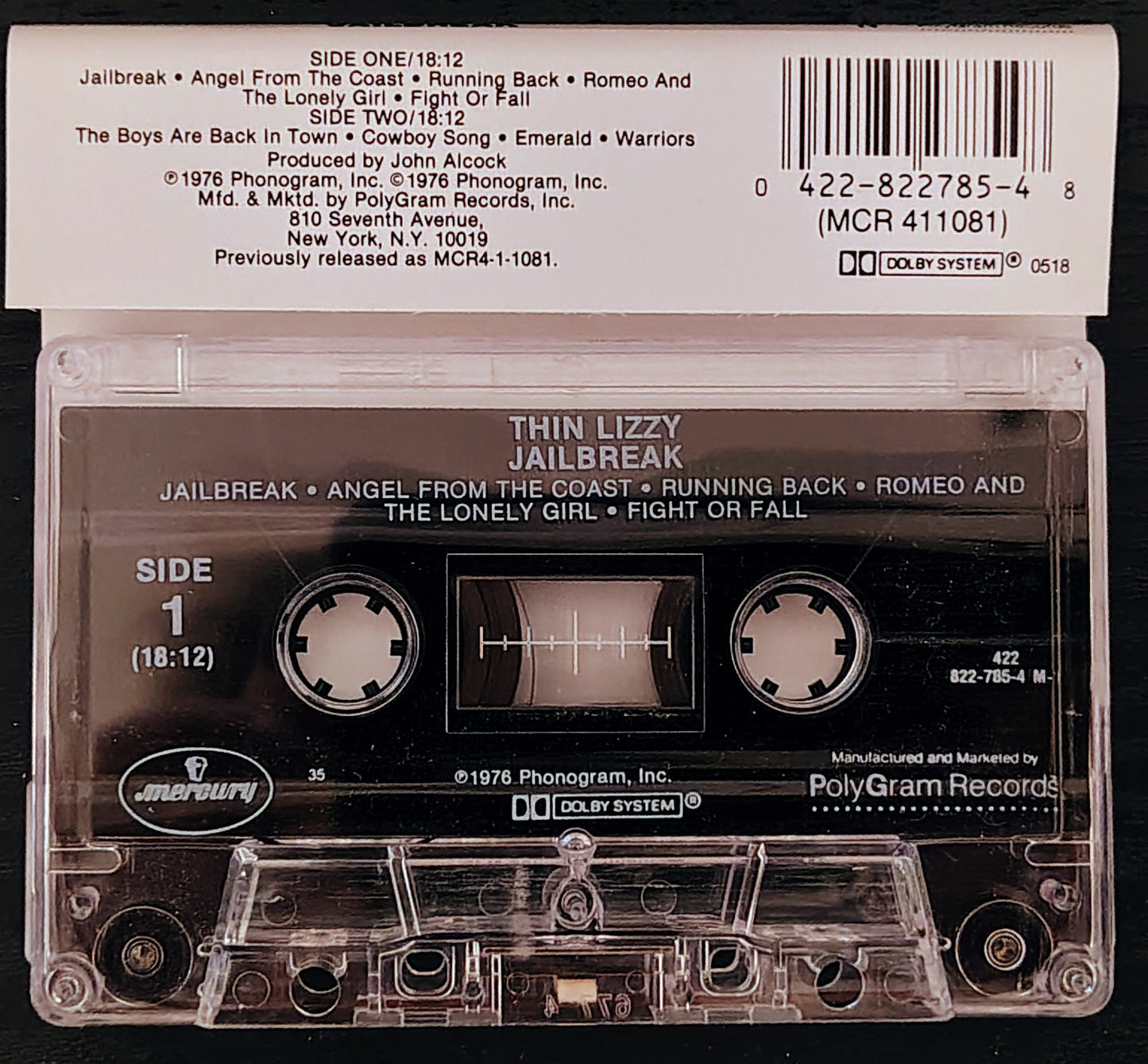 Thin Lizzy - “Jailbreak” - CASSETTE TAPE VG+/VG+