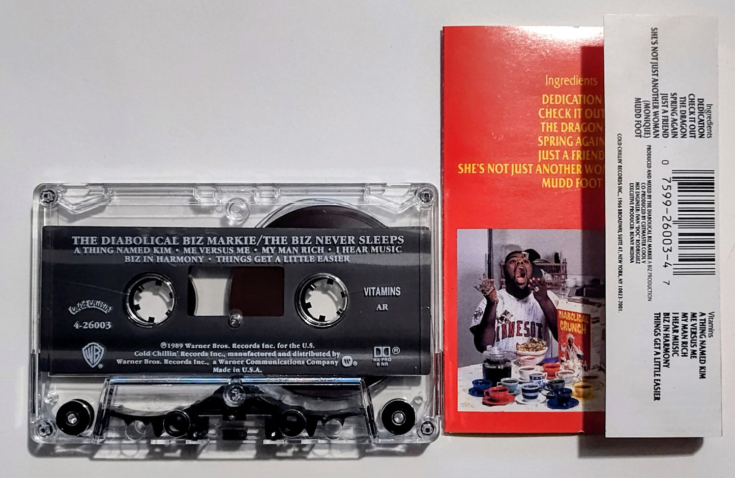 Biz Markie - "The Biz Never Sleeps" - CASSETTE TAPE VG+/VG+