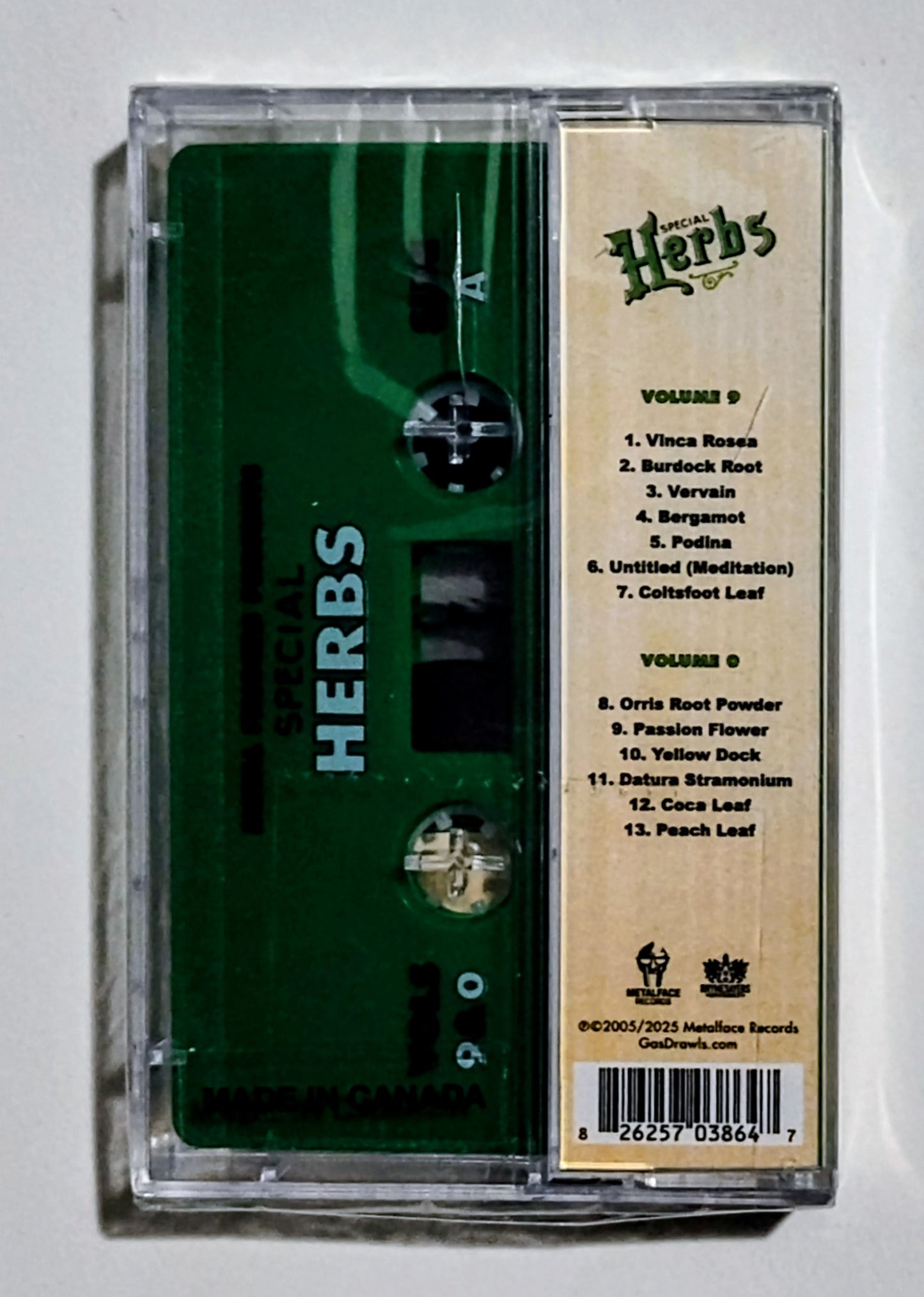 MF Doom as Metal Fingers - "Special Herbs (Instrumentals; 5-Tape Complete Set)" - CASSETTE TAPE NM/M (All Sealed; 2 tapes have cracks on back of case)