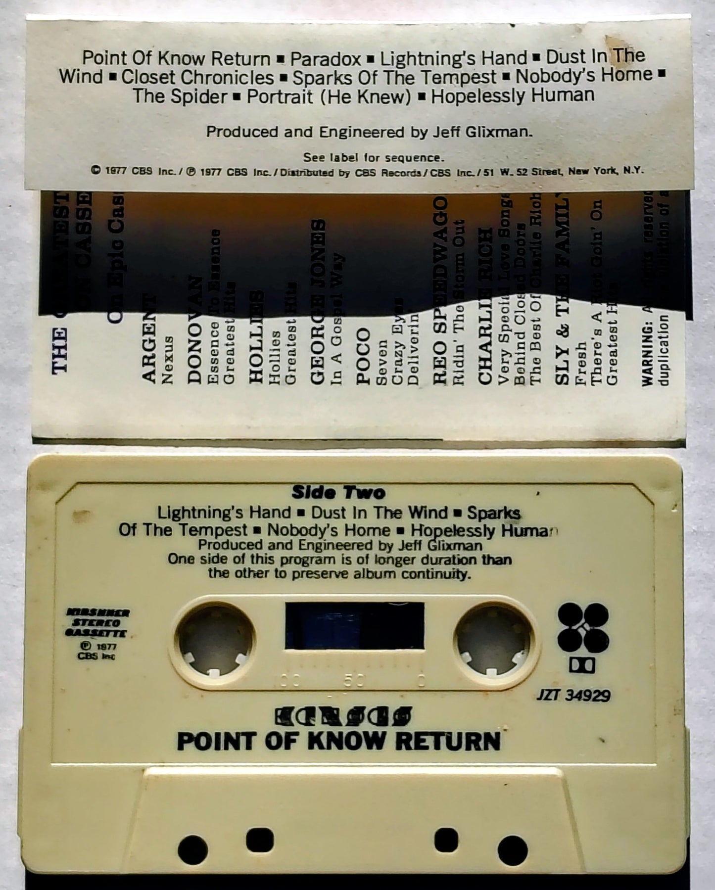 Kansas - "Point Of Know Return" CASSETTE TAPE VG/VG