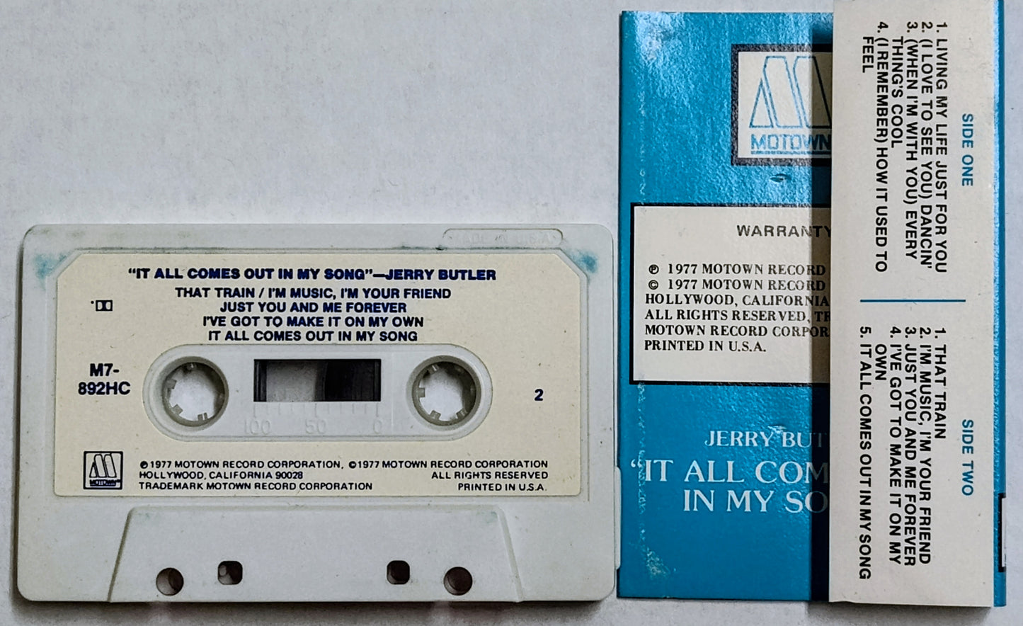 Jerry Butler - “It All Comes Out In My Song” - CASSETTE TAPE VG+/VG+