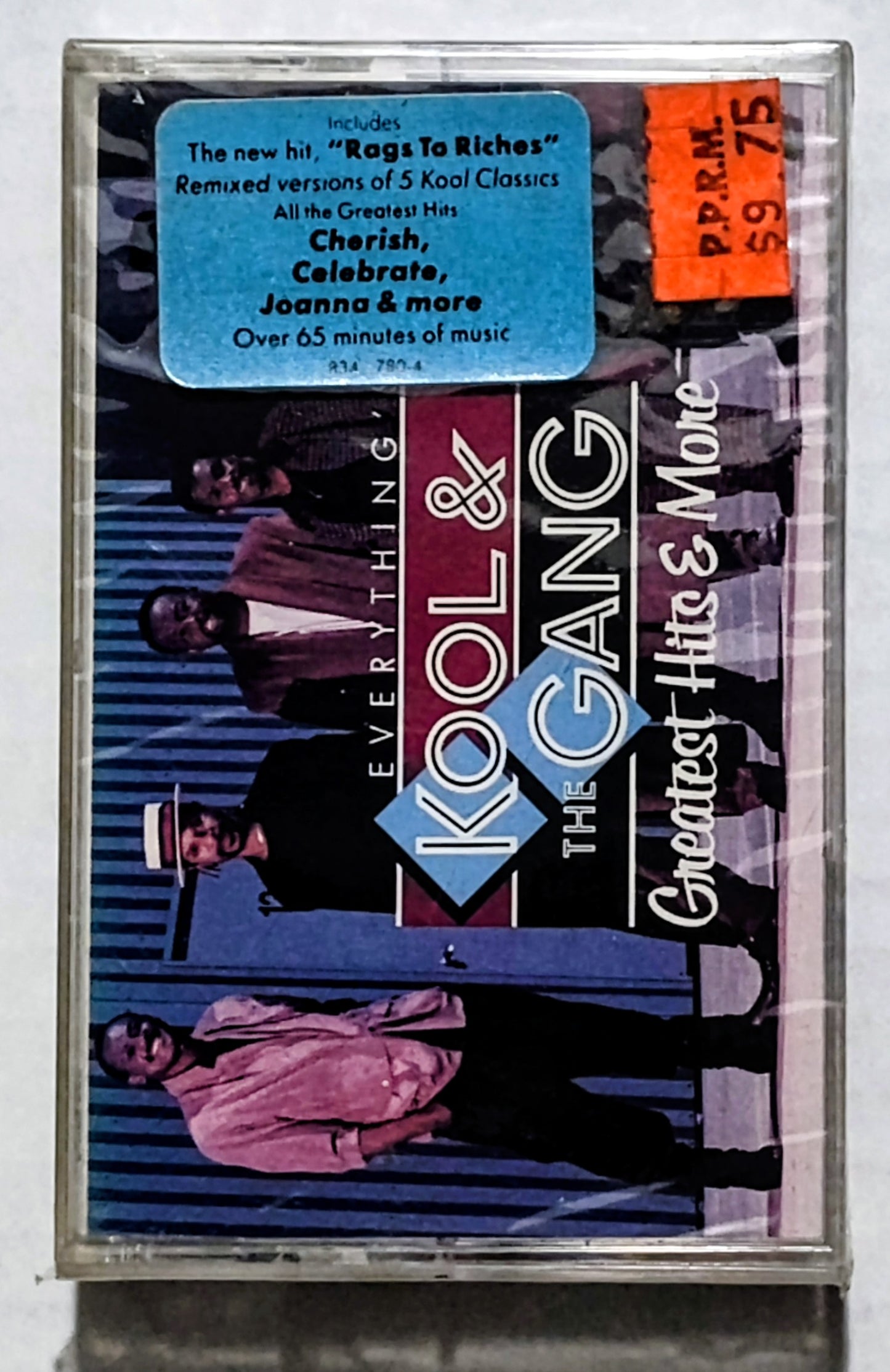 Kool & The Gang - “Everything’s Kool & The Gang: Greatest Hits & More” - CASSETTE TAPE NM/M (Sealed with hype sticker; scratchy cellophane; lightstruck spine)
