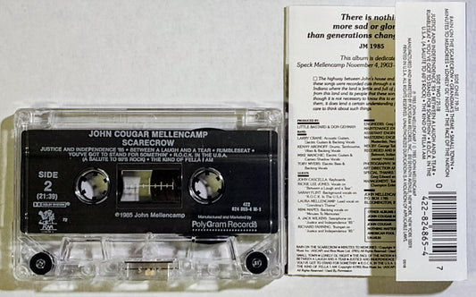 John Cougar Mellencamp - "Scarecrow" - CASSETTE TAPE VG+/VG+
