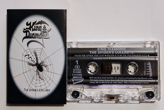 King Diamond - "The Spider's Lullaby" - CASSETTE TAPE (BMG; Canada; clear shell; DOLBY) VG+/VG+