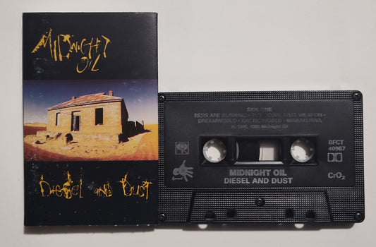 Midnight Oil - "Diesel And Dust" - CASSETTE TAPE (Canada; black shell; Chrome; DOLBY) VG/VG