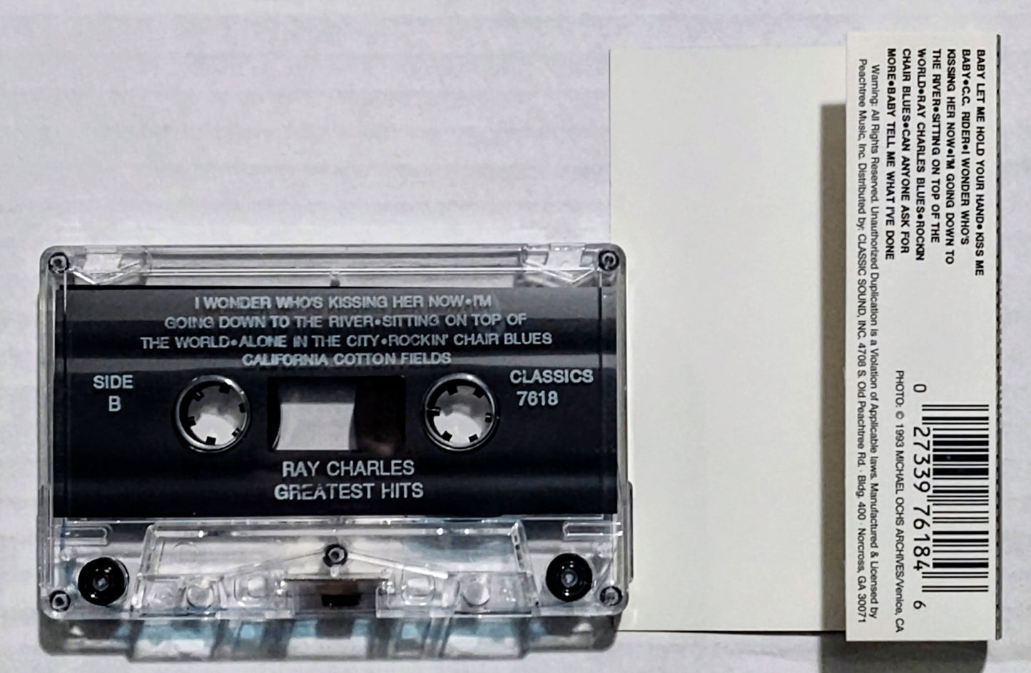 Ray Charles - “Greatest Hits” - CASSETTE TAPE VG+/VG+