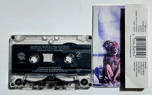 David Lee Roth (Van Halen) - "Eat 'Em And Smile (With Steve Vai)" - CASSETTE TAPE (SR; DOLBY HX PRO B NR) VG/VG