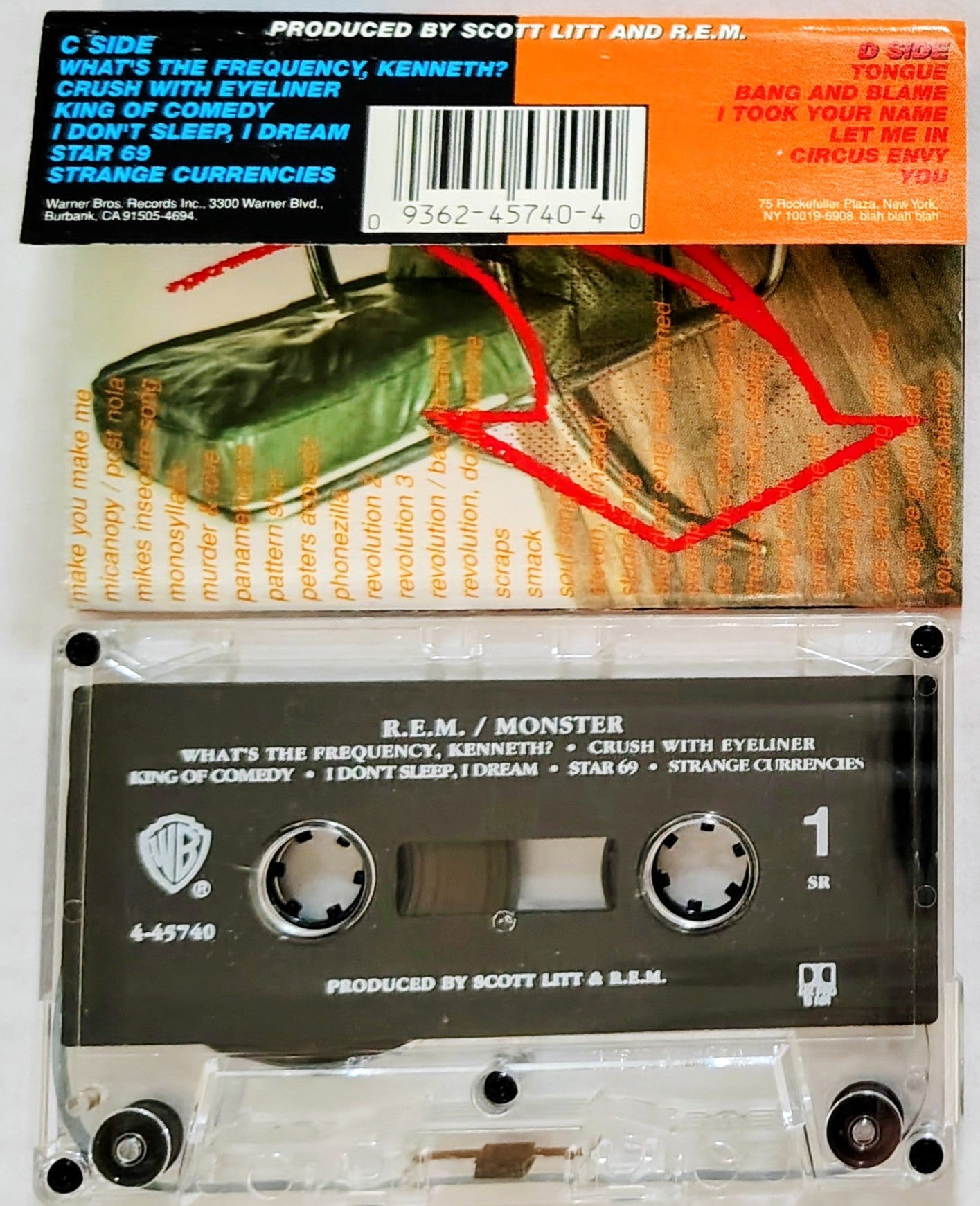 R.E.M. - "Monster" - CASSETTE TAPE VG+/VG+ *🚨*