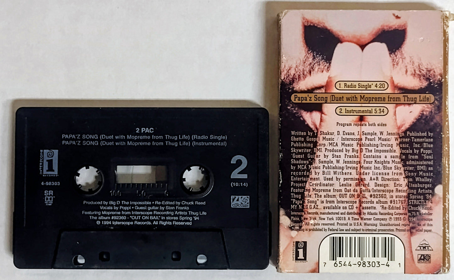 2Pac - “Papa’z Song” - CASSETTE TAPE (Single) G+/VG+ [San Francisco, CA]