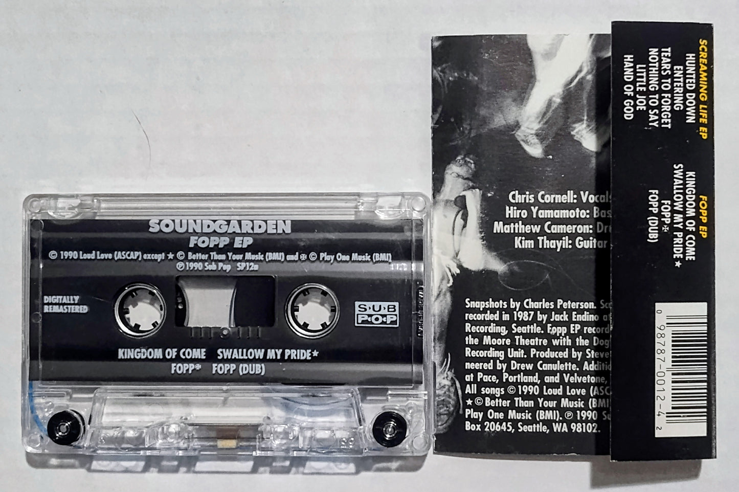 Soundgarden - "Screaming Life/ FOPP EP (Original)" - CASSETTE TAPE VG+/VG+