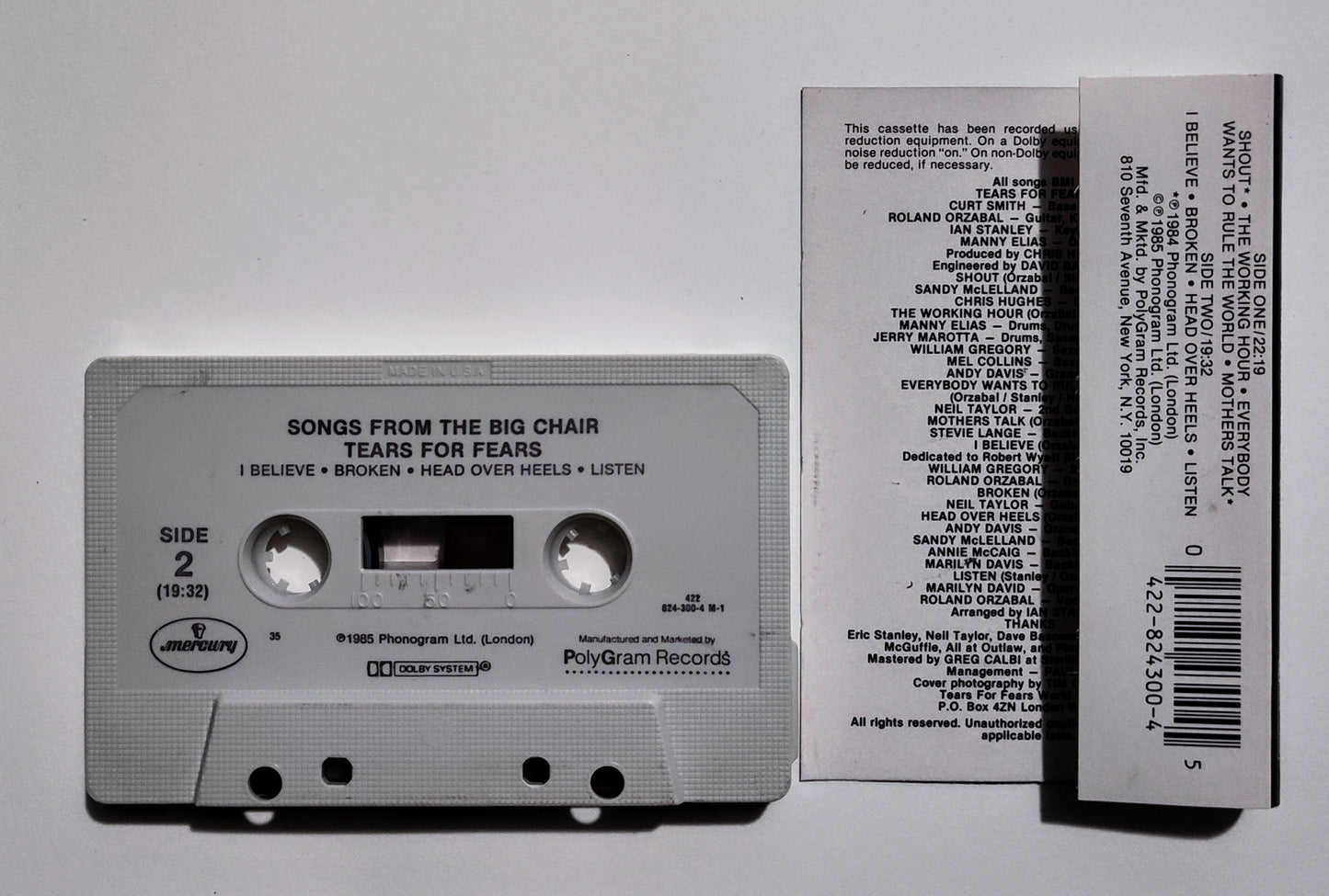 Tears For Fears - "Songs From The Big Chair" - CASSETTE TAPE (DOLBY STEREO) VG+/VG