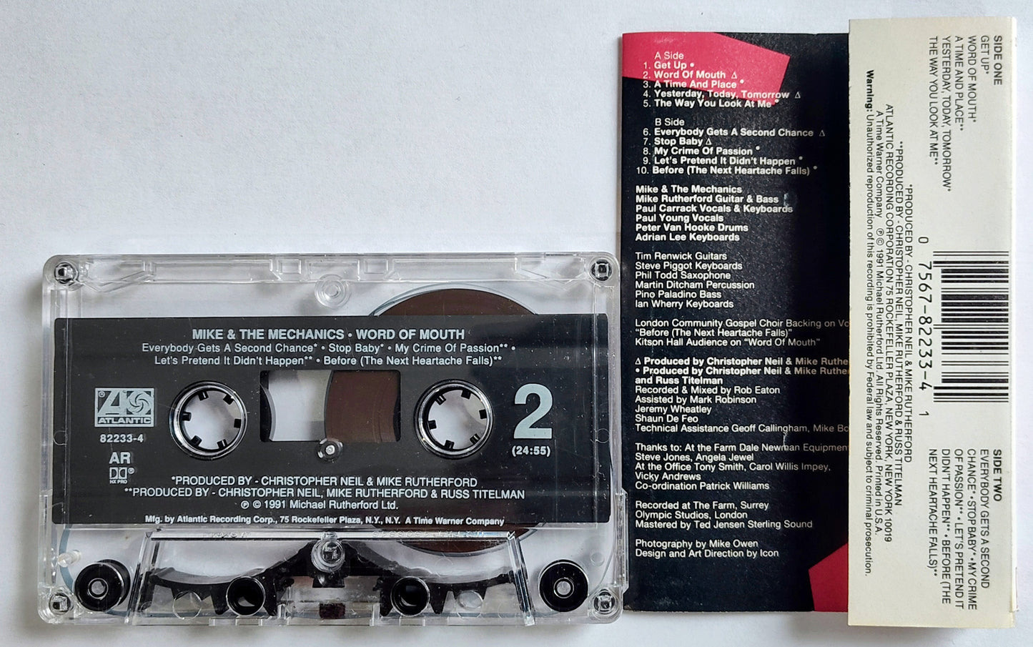 Mike & The Mechanics - “Word Of Mouth” - CASSETTE TAPE VG/VG+ (Cut thru j card spine)