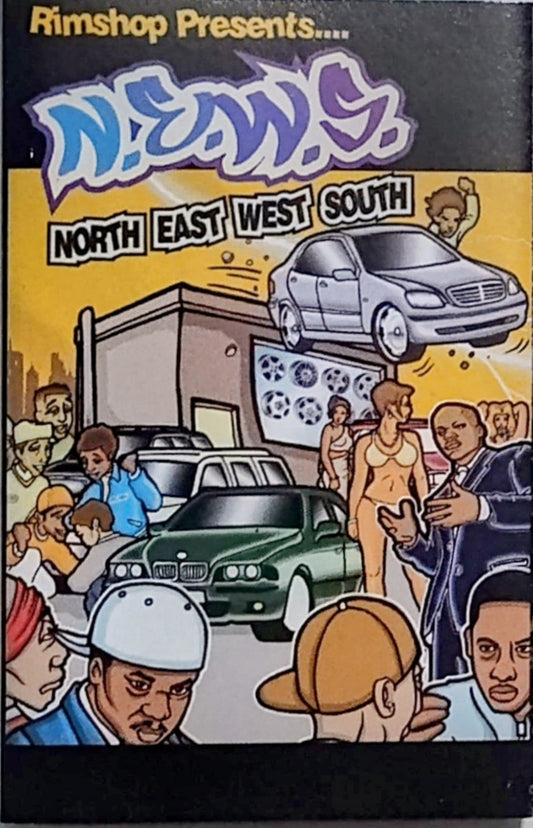 Various Artists - "Rimshop Presents...N.E.W.S- North, East, West, South" - CASSETTE TAPE (BMG/RARE!) VG+/VG+
