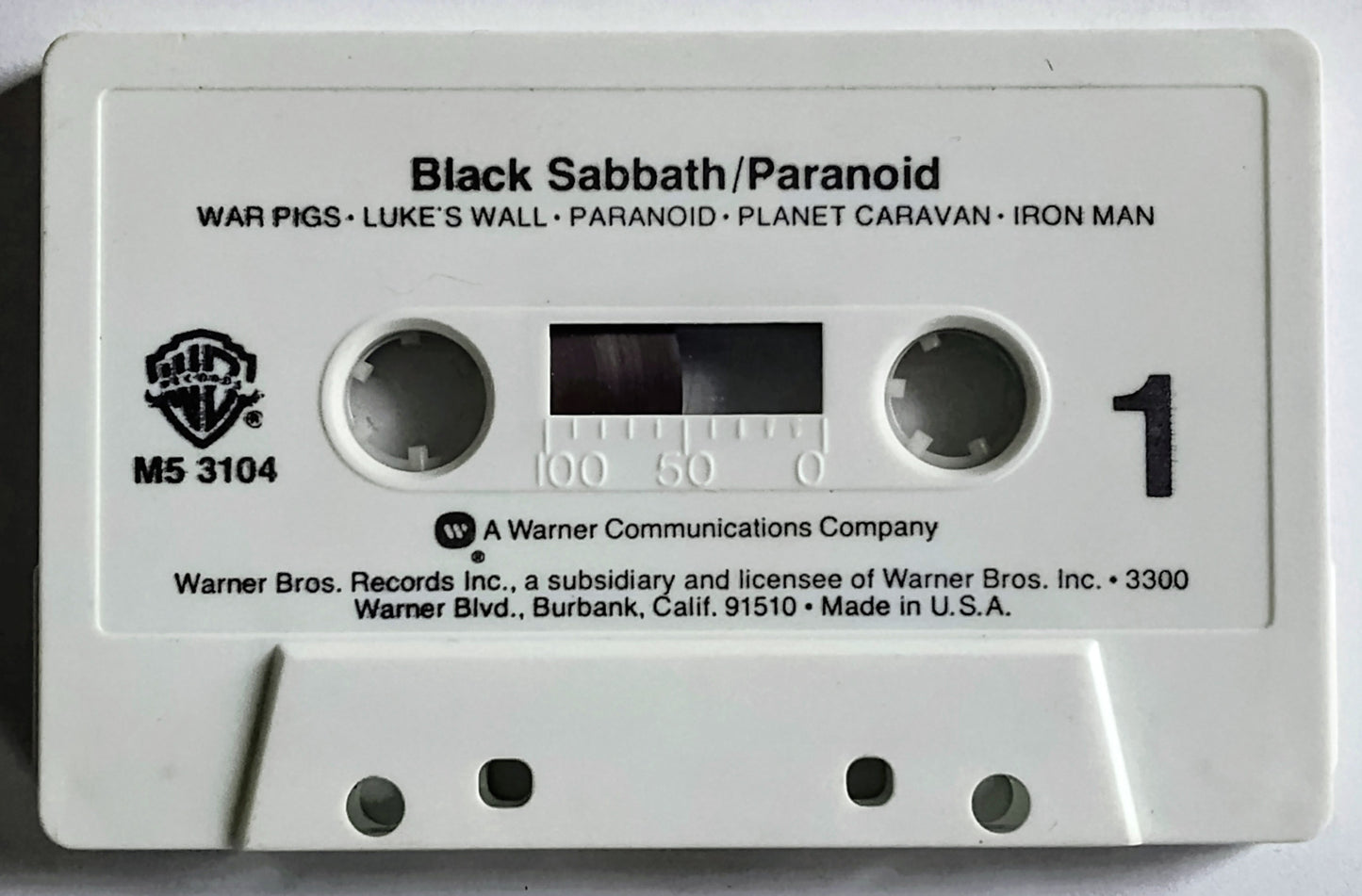 Black Sabbath - “Paranoid” - CASSETTE TAPE (No J Card; Tape Only) NA/VG+