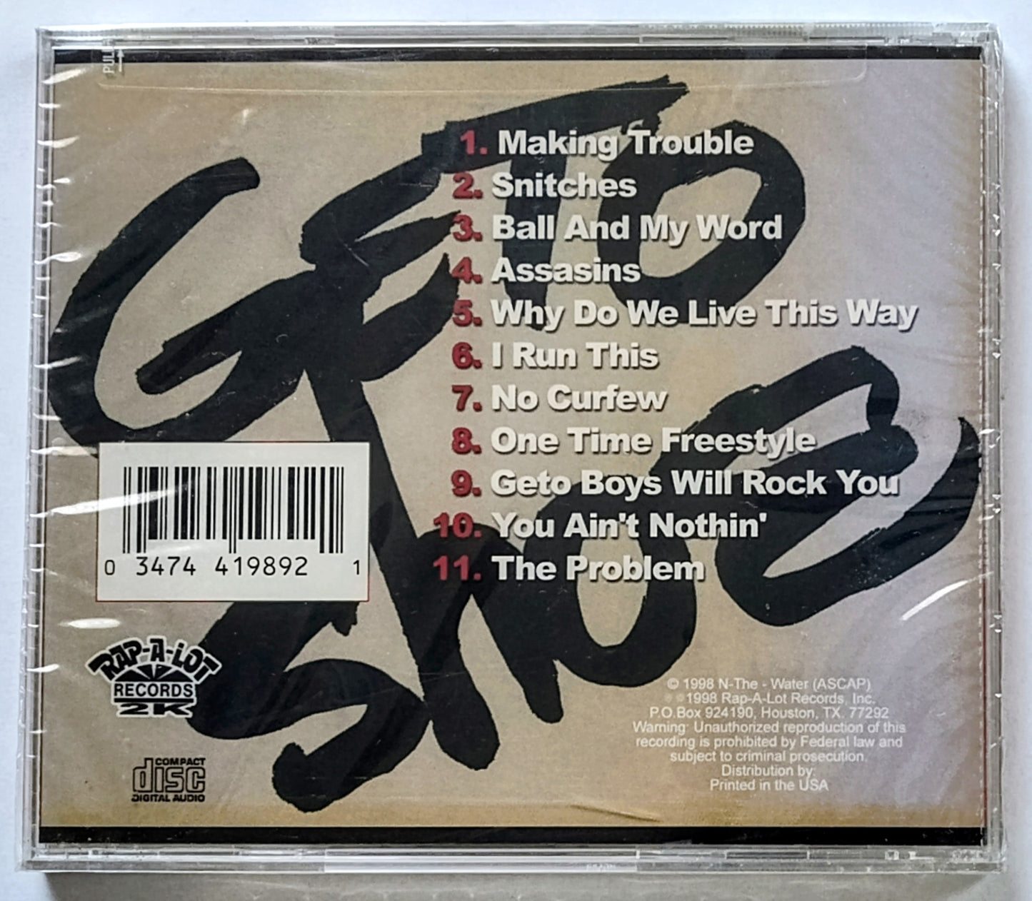 Geto Boys - “Making Trouble” - COMPACT DISC NM/M (Sealed; small cracks on back of case)