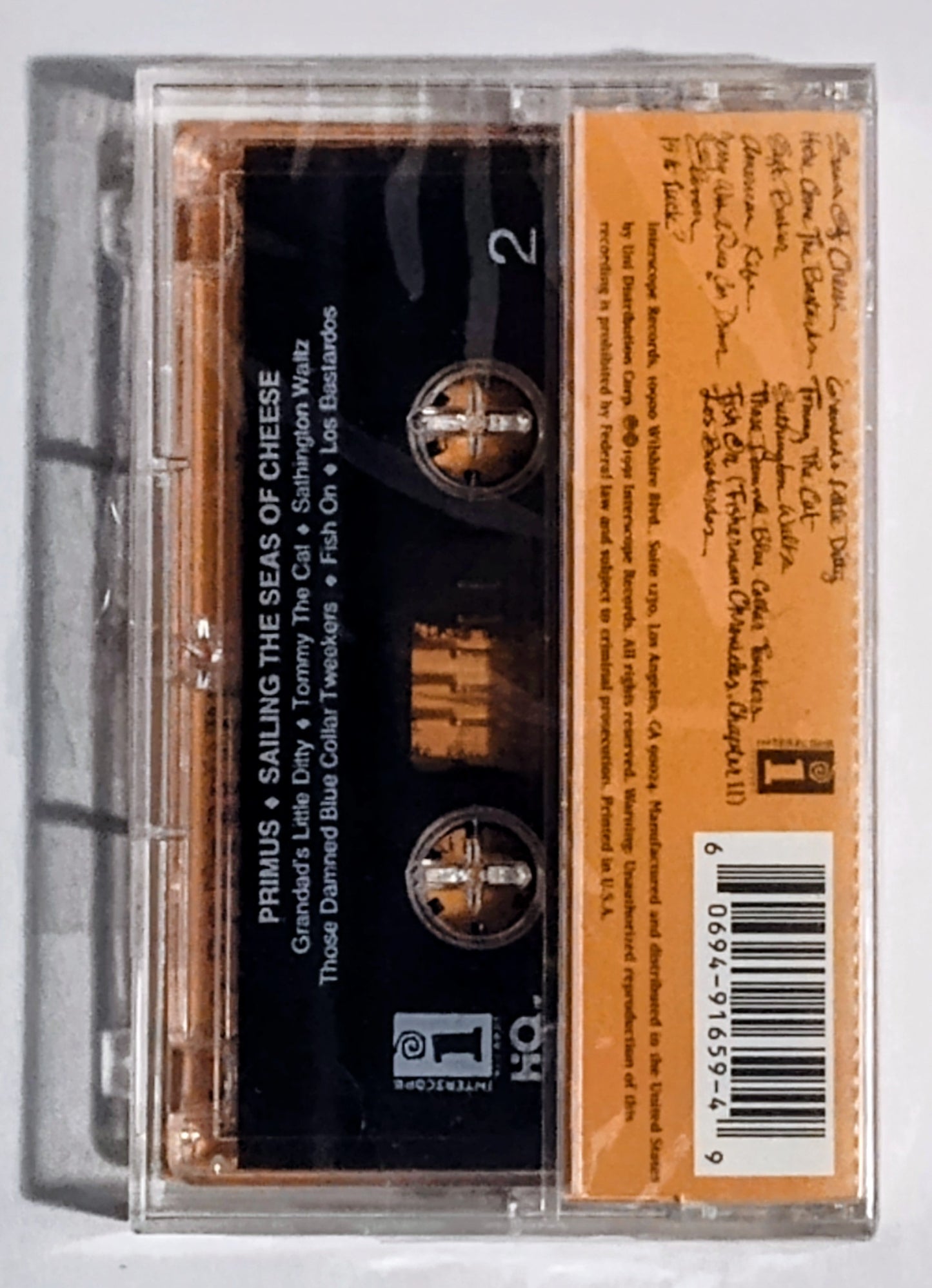 Primus - “Sailing The Seas Of Cheese” - CASSETTE TAPE NM/M (Sealed; Cellophane has 2-3 clean tears/holes but seal is intact!)