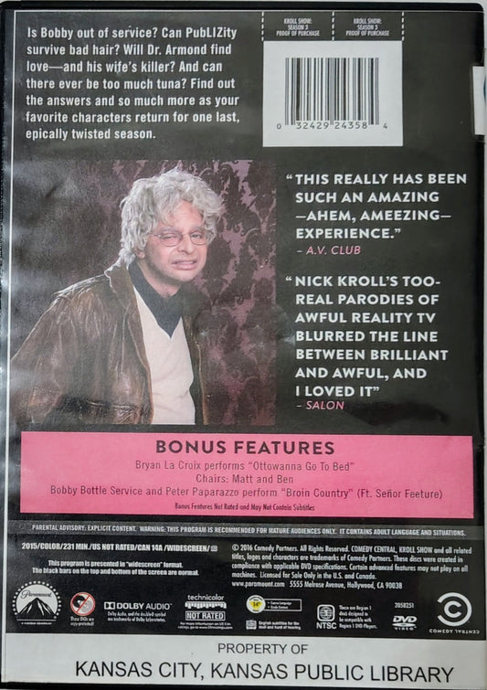Kroll Show Season 3 DVD (Library Copy; *Rare*)