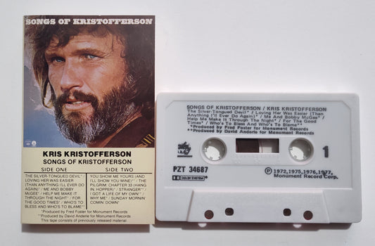 Kris Kristofferson - "Songs Of Kristofferson" - CASSETTE TAPE (Canada; DOLBY) VG+/VG+