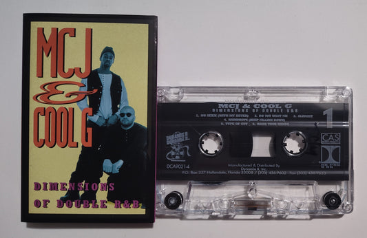 MC J And Cool G - "Dimensions Of Double R & B" CASSETTE TAPE (DOLBY HX PRO B NR) NM/VG+