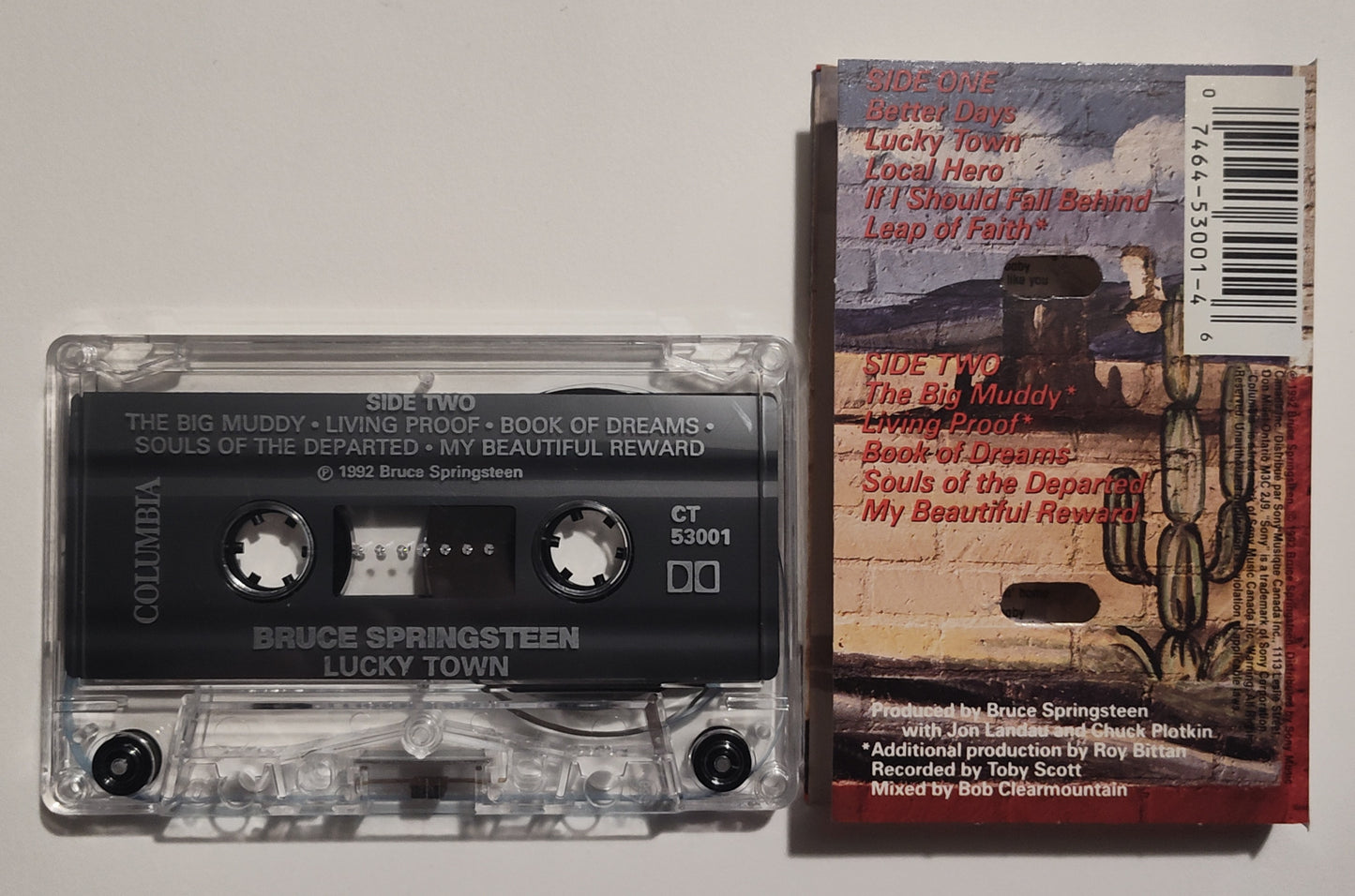 Bruce Springsteen - "Lucky Town" - CASSETTE TAPE (Canada; black shell; DOLBY) VG+/VG+