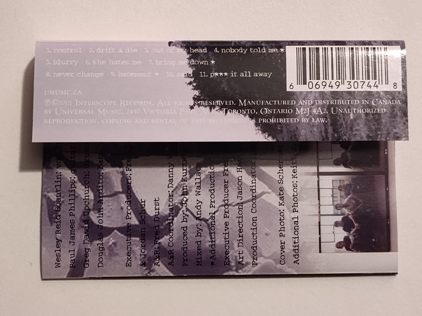 Puddle Of Mudd - "Come Clean" - CASSETTE TAPE (Canada; clear shell) VG+/VG+