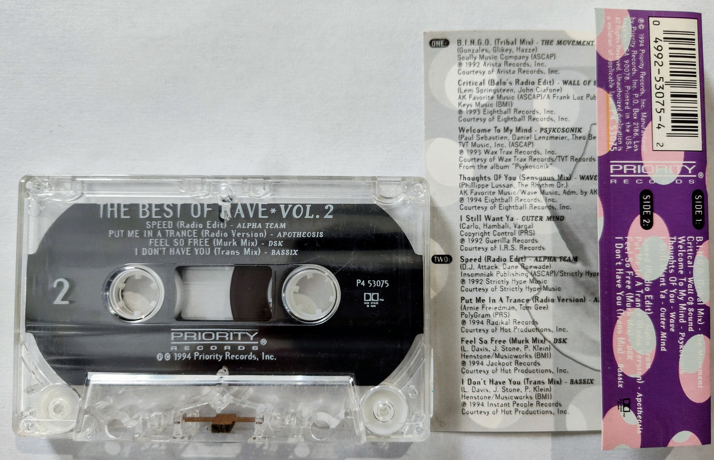 Various Artists - “The Best Of Rave Volume 2” - CASSETTE TAPE VG/VG