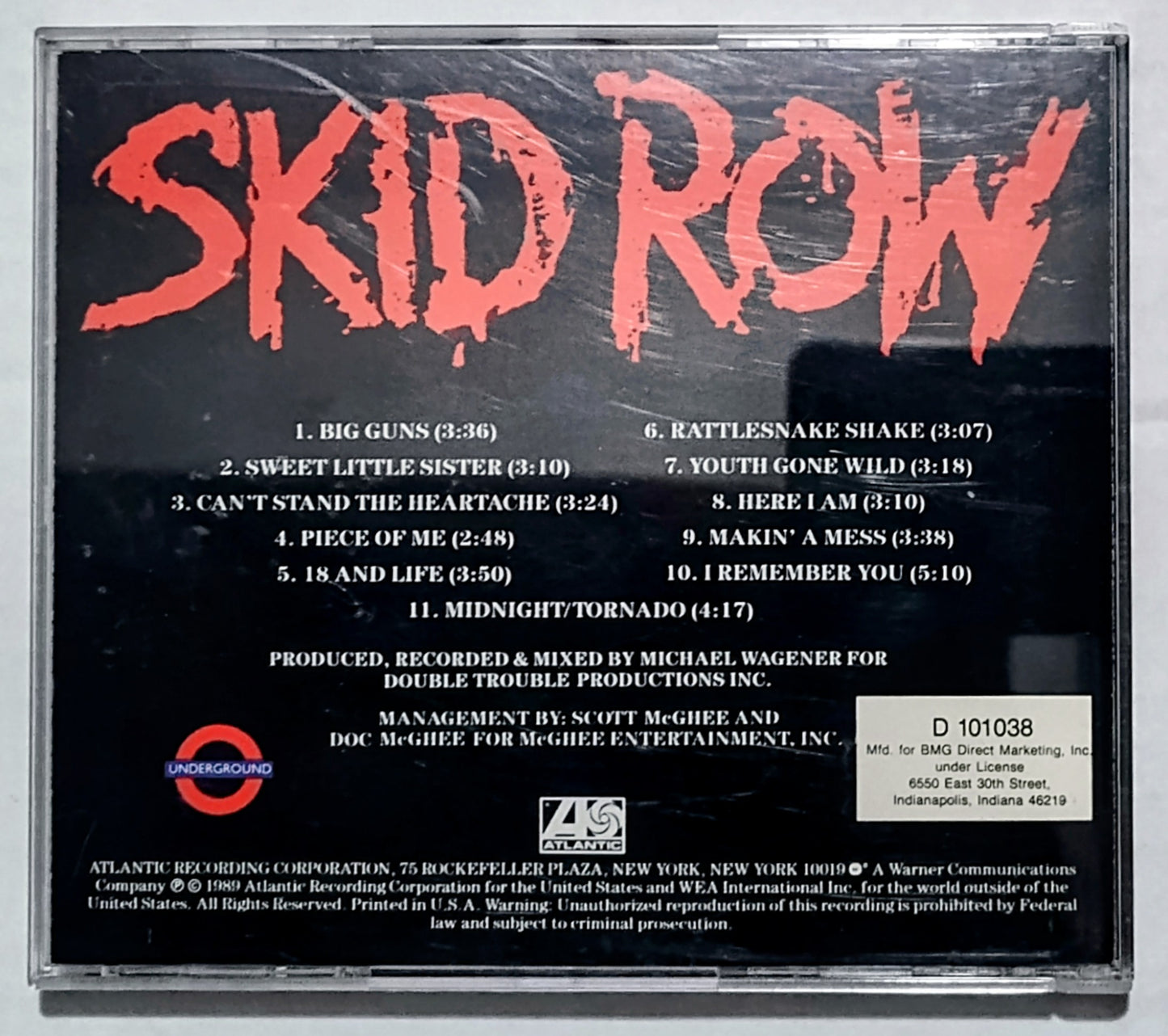 Skid Row - “Skid Row” - COMPACT DISC VG/VG