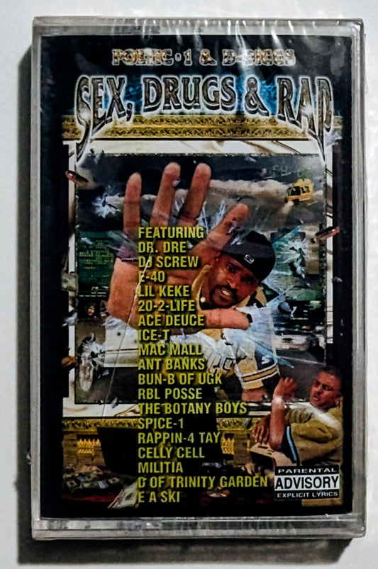 Various Artists - "Sex, Drugs & Rap" - CASSETTE TAPE VG+/M (Sealed; cracked front and back of case)