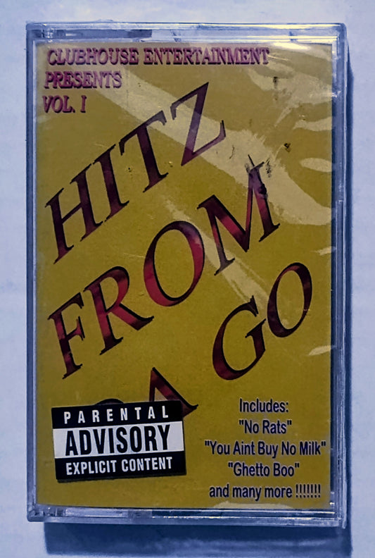 Various Artists - “Clubhouse Entertainment Presents Hitz From Da Go Vol. 1” - CASSETTE TAPE NM/M (Sealed; 1 inch crack in back of case)