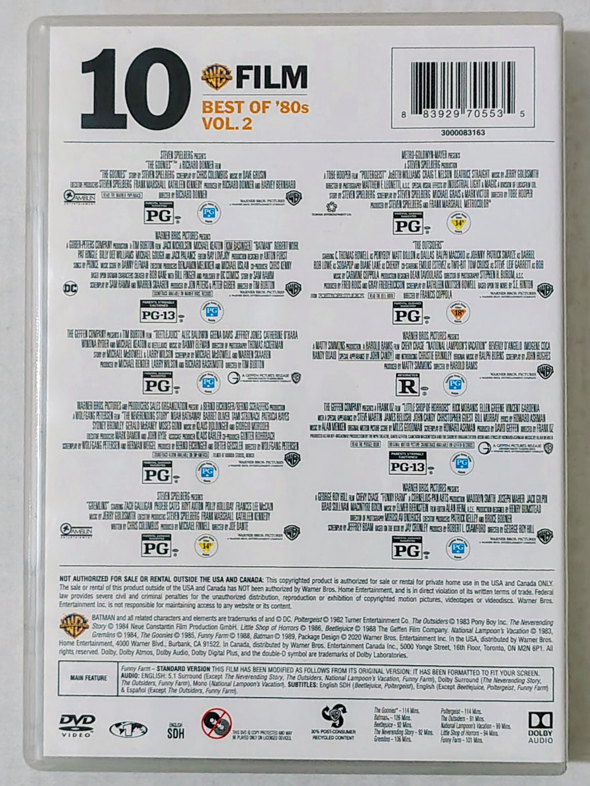 WB 10-Film Best Of '80s Vol. 2 DVD
